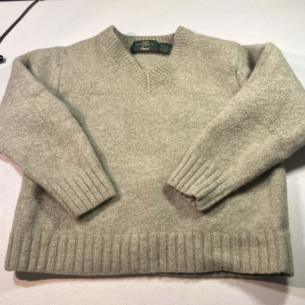 VTG Orvis 100%‎ Wool Sweater Youth Large V Neck Long Sleeve Pullover EUC